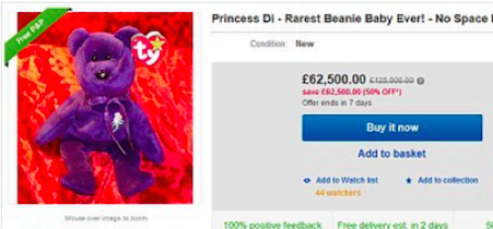 limited edition princess diana beanie baby