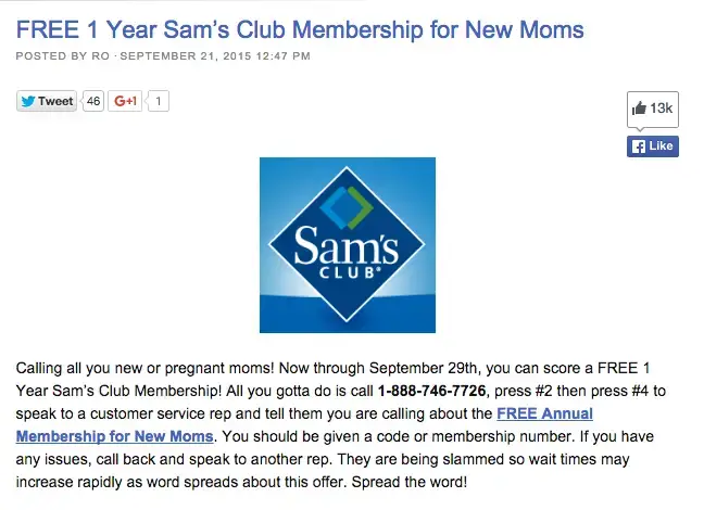 Sam S Club Offering Free Memberships To New Moms Mostly Truth Truth Or Fiction