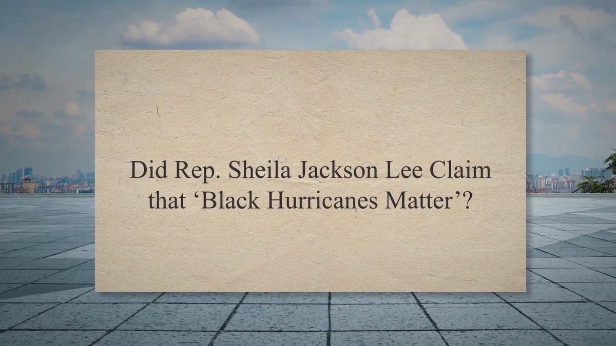 'Video thumbnail for Did Rep. Sheila Jackson Lee Claim that ‘Black Hurricanes Matter’?'