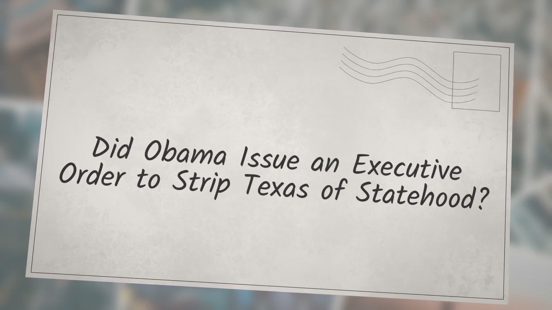 'Video thumbnail for Did Obama Issue an Executive Order to Strip Texas of Statehood?'
