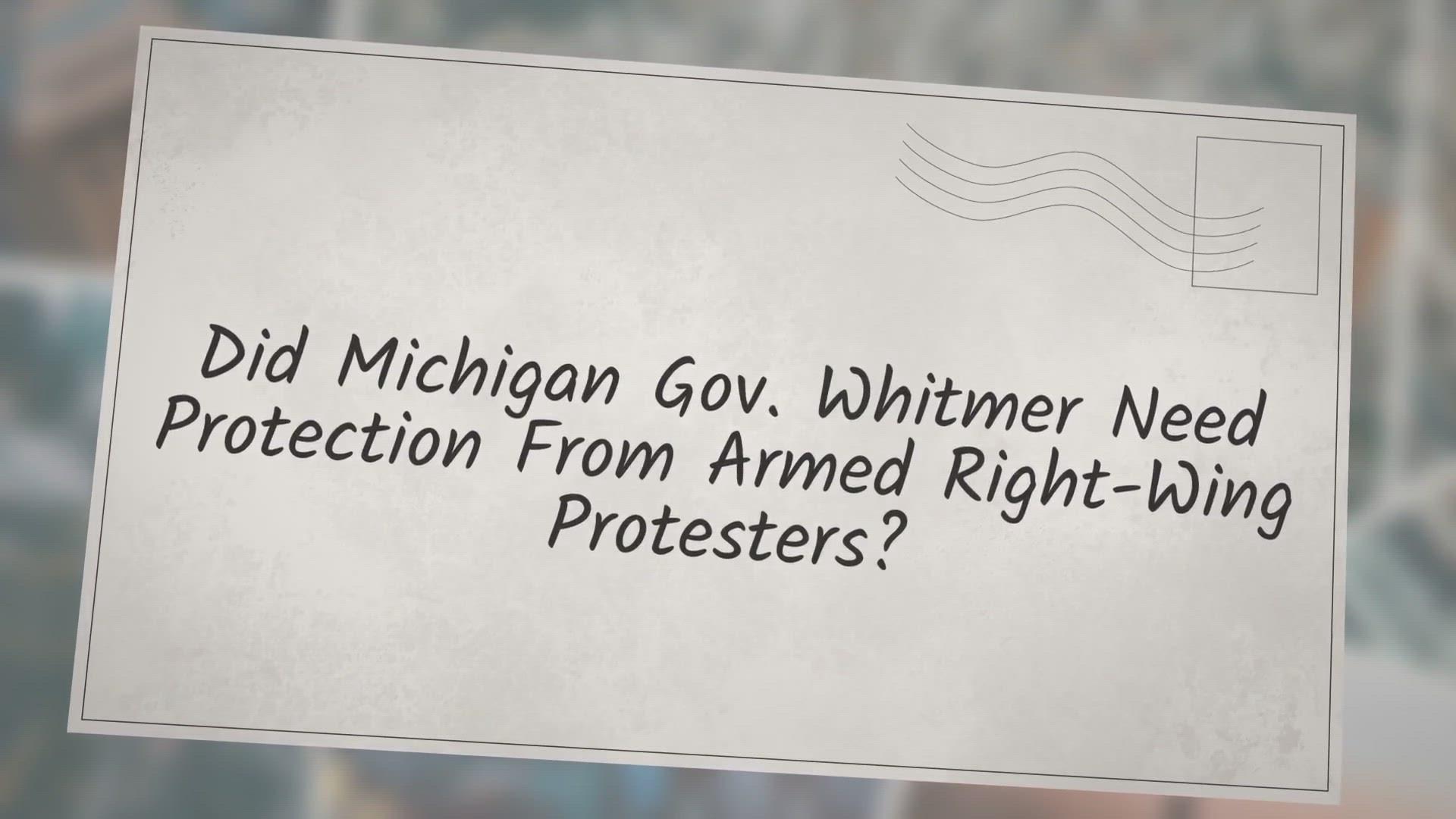 'Video thumbnail for Did Michigan Gov. Whitmer Need Protection From Armed Right-Wing Protesters?'