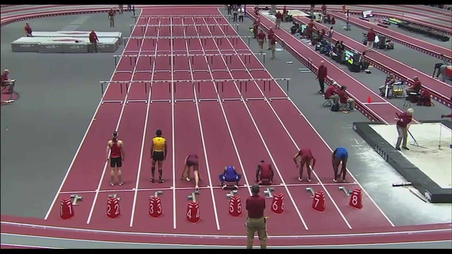 'Video thumbnail for Trey CUNNINGHAM of Florida State wins 60m hurdles at Tyson Invitational'