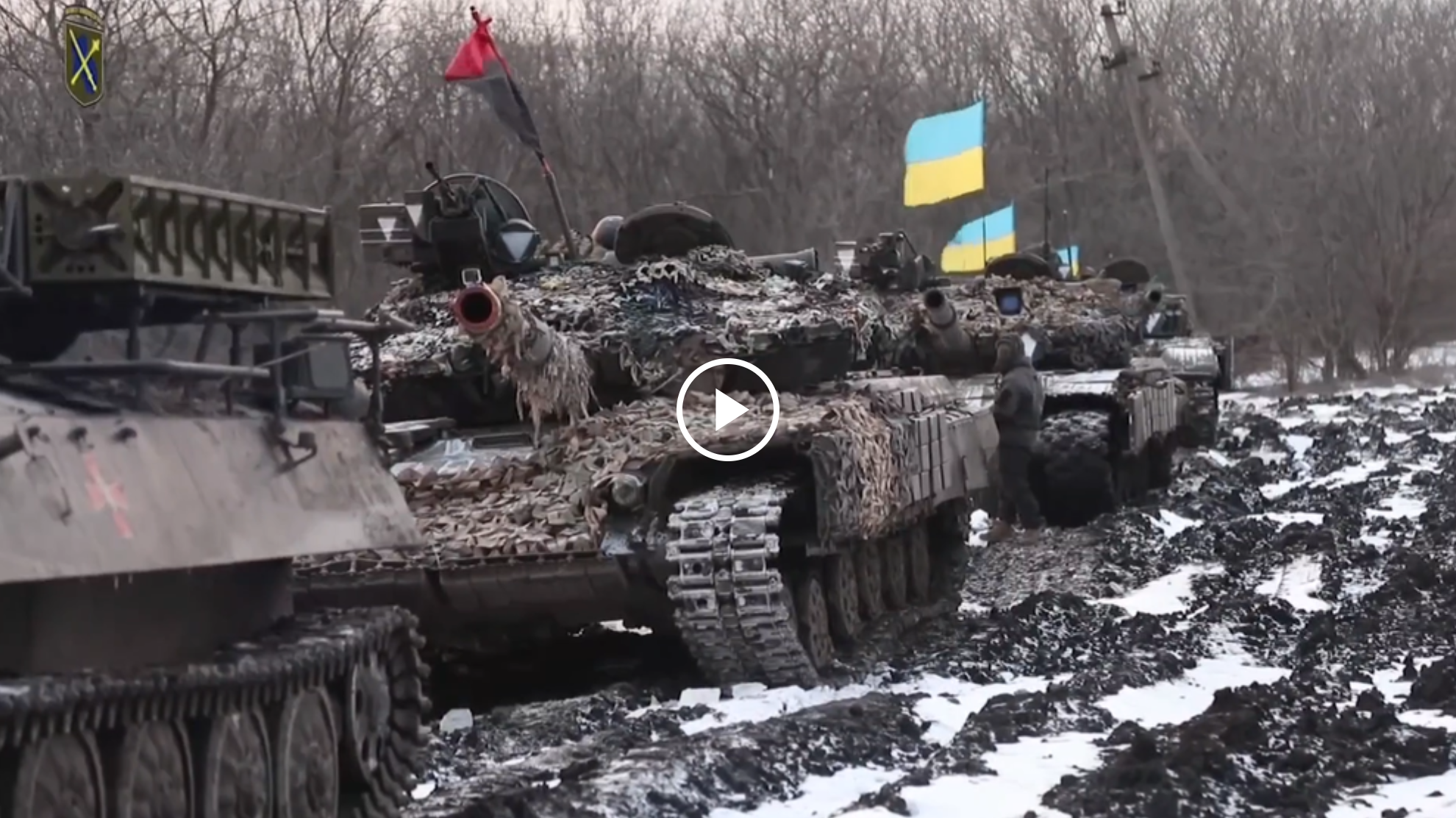 'Video thumbnail for Russia publishes a video of shooting a series of Ukrainian tanks and armored vehicles on fire'