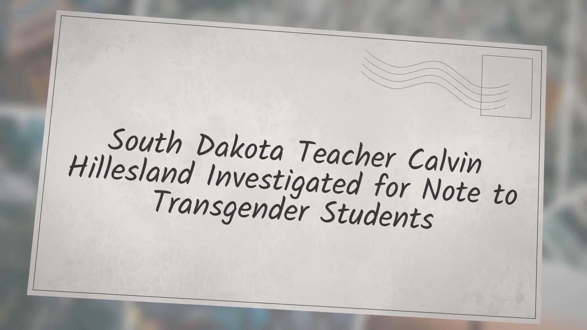 'Video thumbnail for South Dakota Teacher Calvin Hillesland Investigated for Note to Transgender Students'