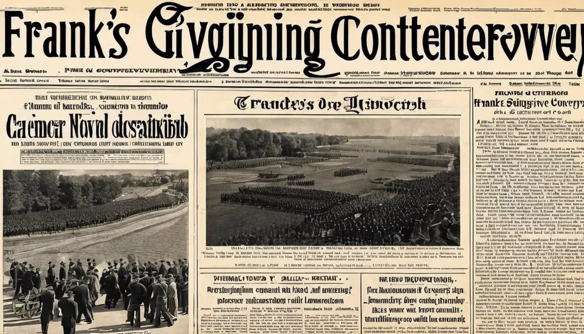 Image of a newspaper article from the 1930s with the headline 'Franksgiving Controversy'