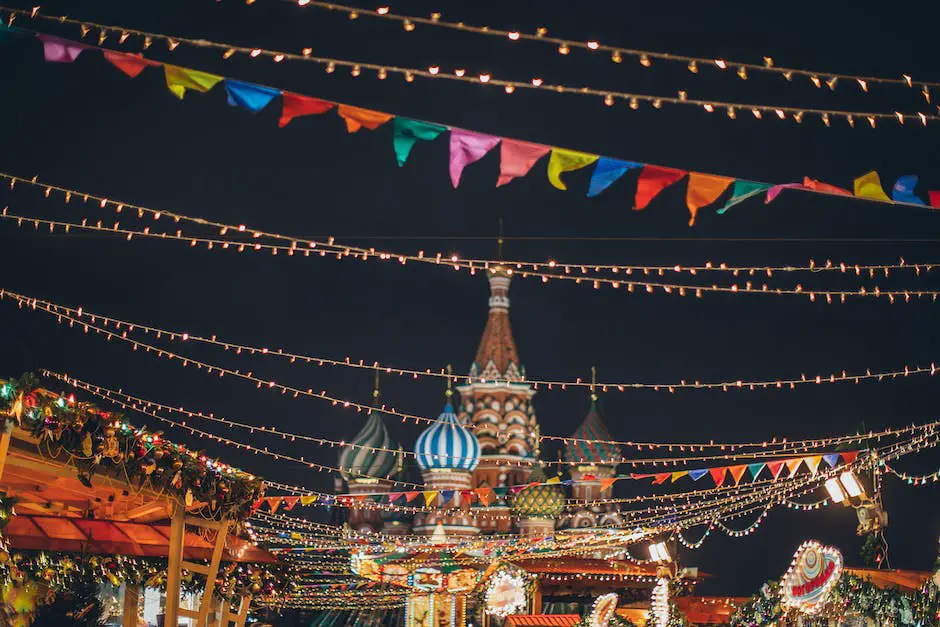 Christmas market image, showcasing colorful stalls, joyful people, and festive atmosphere
