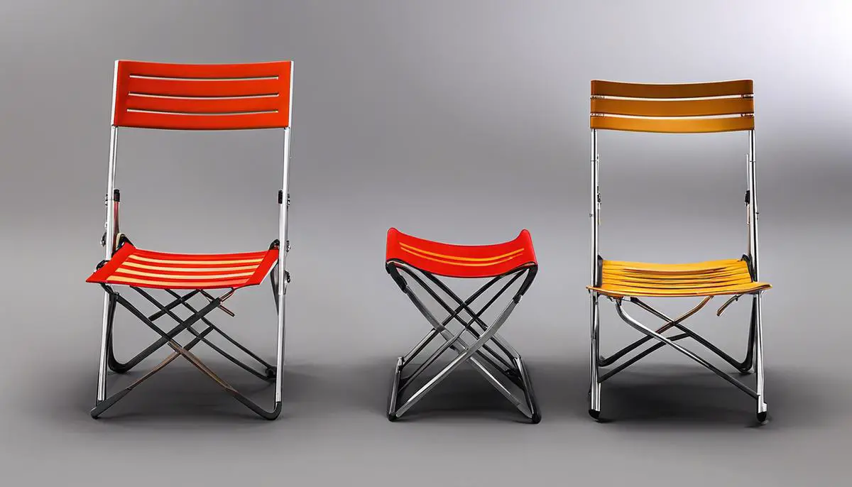 An image showing the evolution of folding chair designs over time