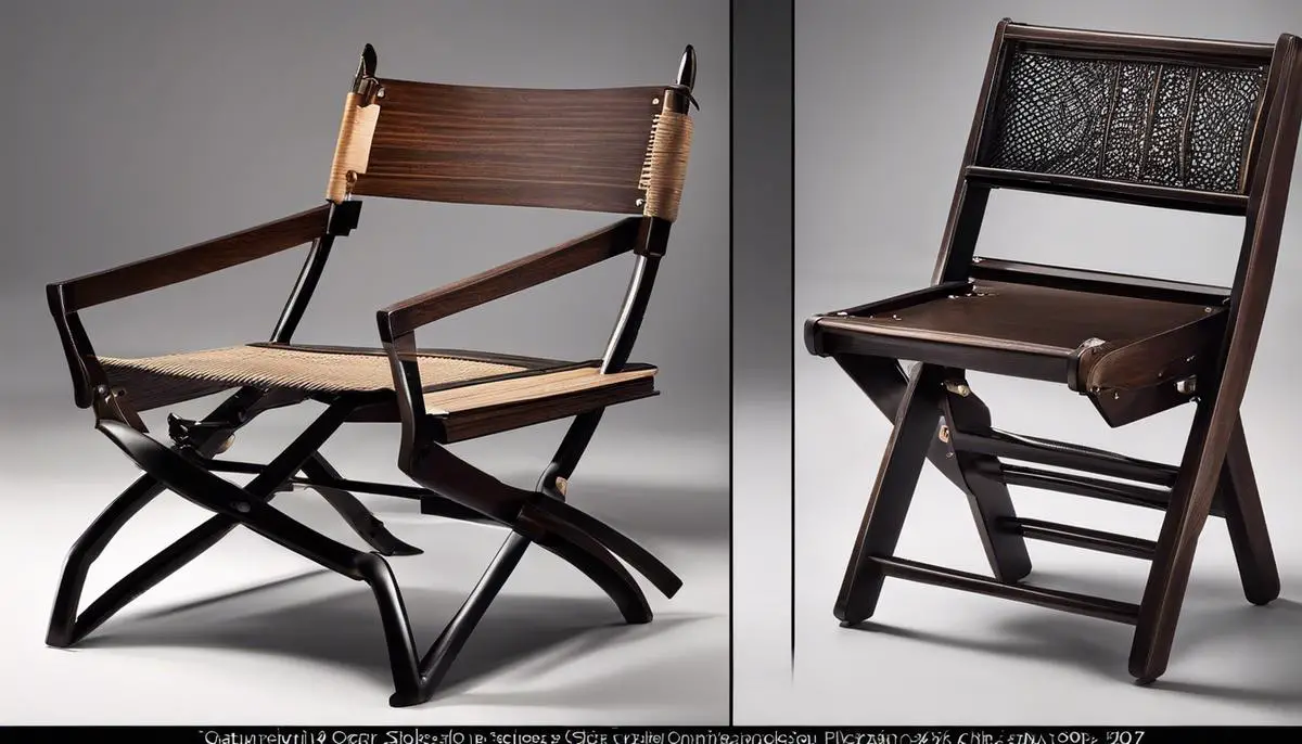 An image showing the various designs and styles of folding chairs throughout history.