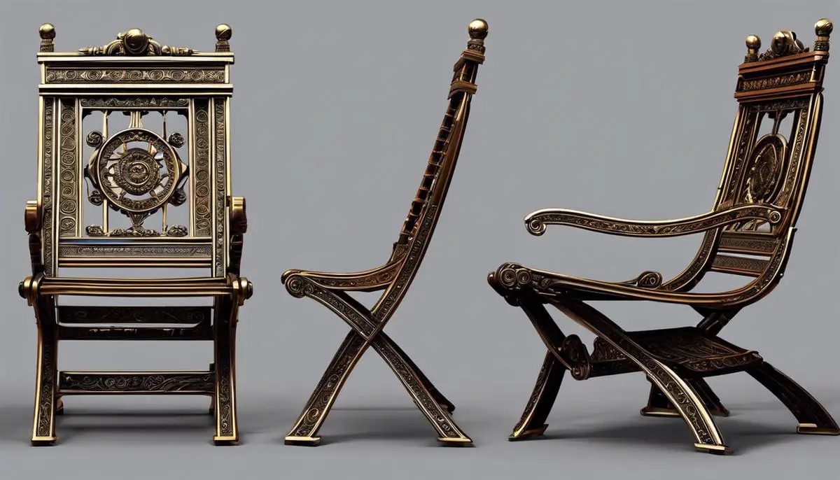 Illustration of a Roman folding chair, showcasing its intricate design and craftsmanship.