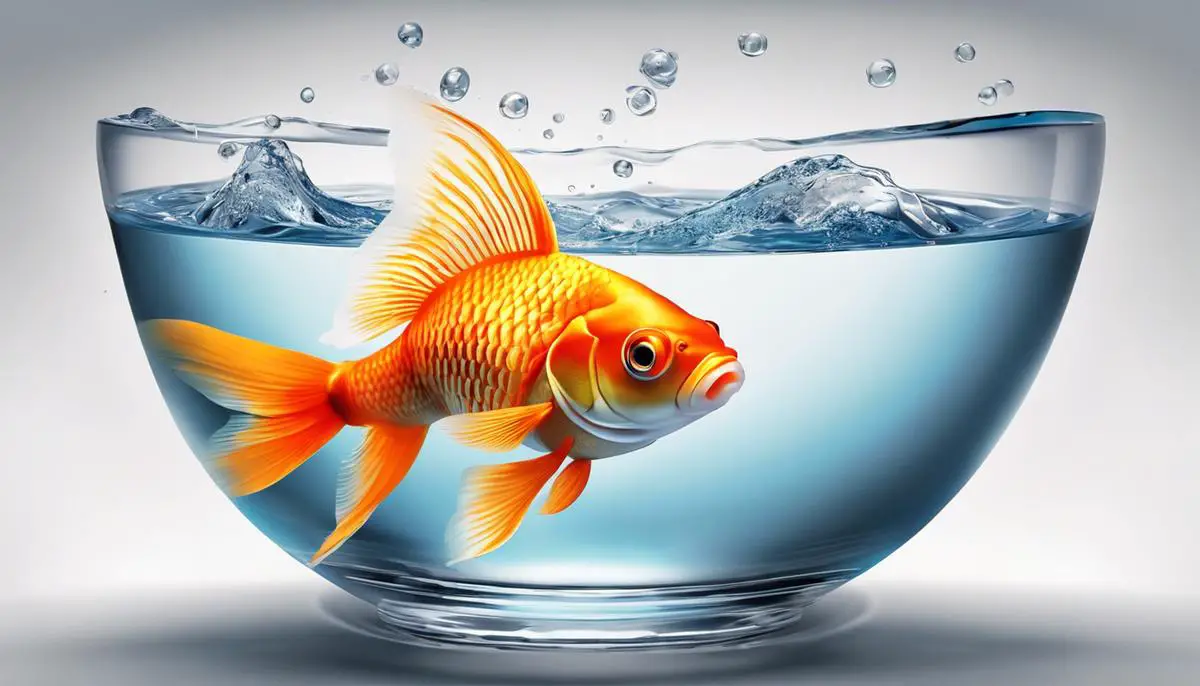 Illustration of a goldfish swimming in a bowl, representing the debunking of the three-second memory span myth in goldfish.