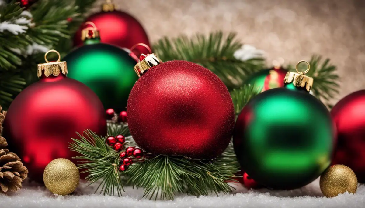 An image showcasing red and green Christmas decorations, symbolizing the festive colors and traditions of the holiday.