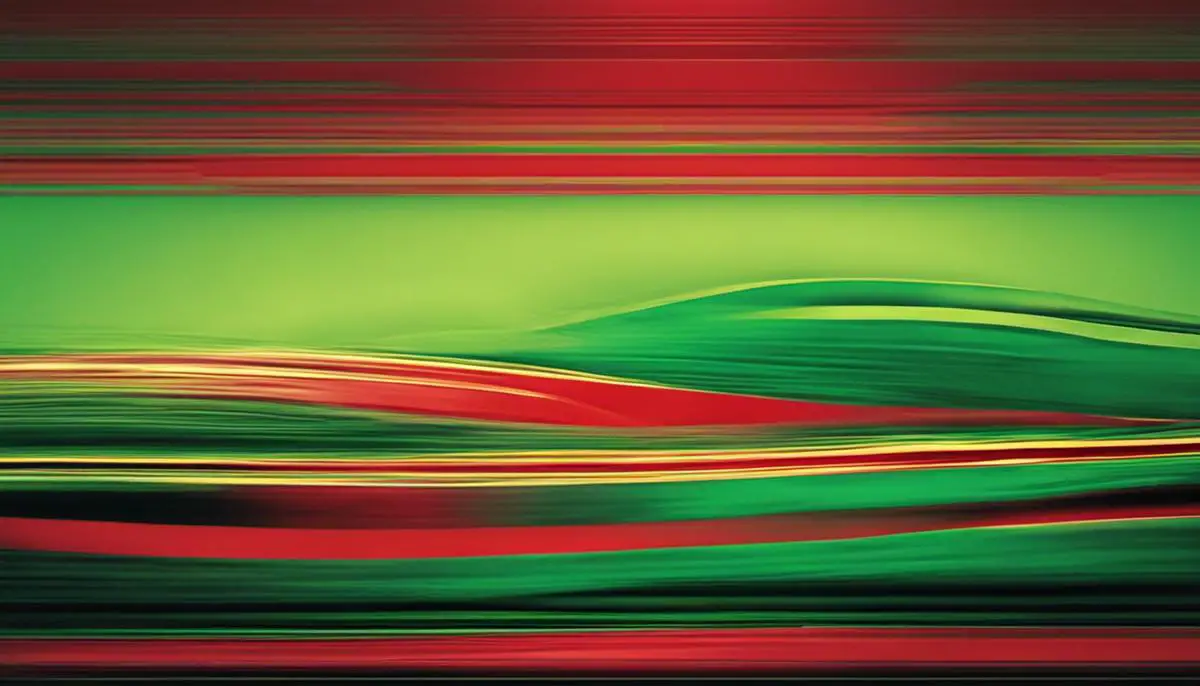 Image depicting the red and green colors with dashes instead of spaces