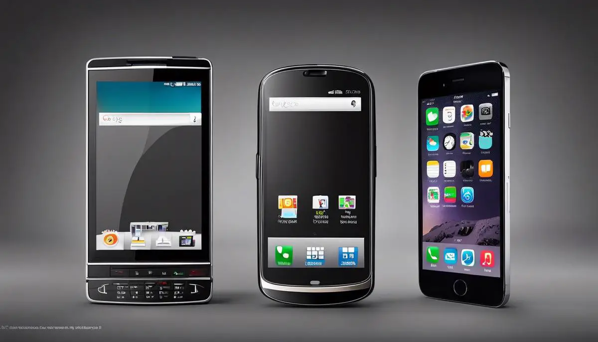Image depicting the evolution of smartphones from the past to the present