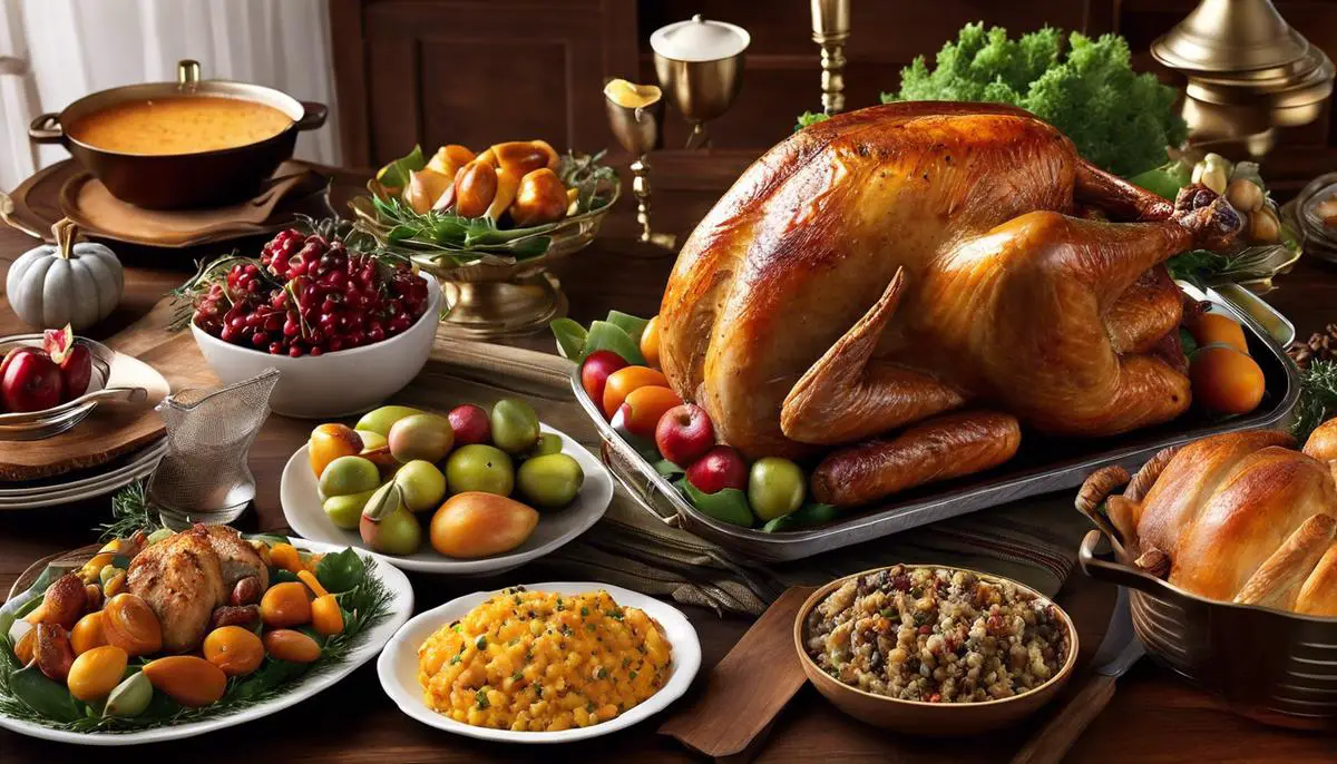 Image illustrating the tradition of serving turkey on Thanksgiving, symbolizing the holiday's association with the bird.